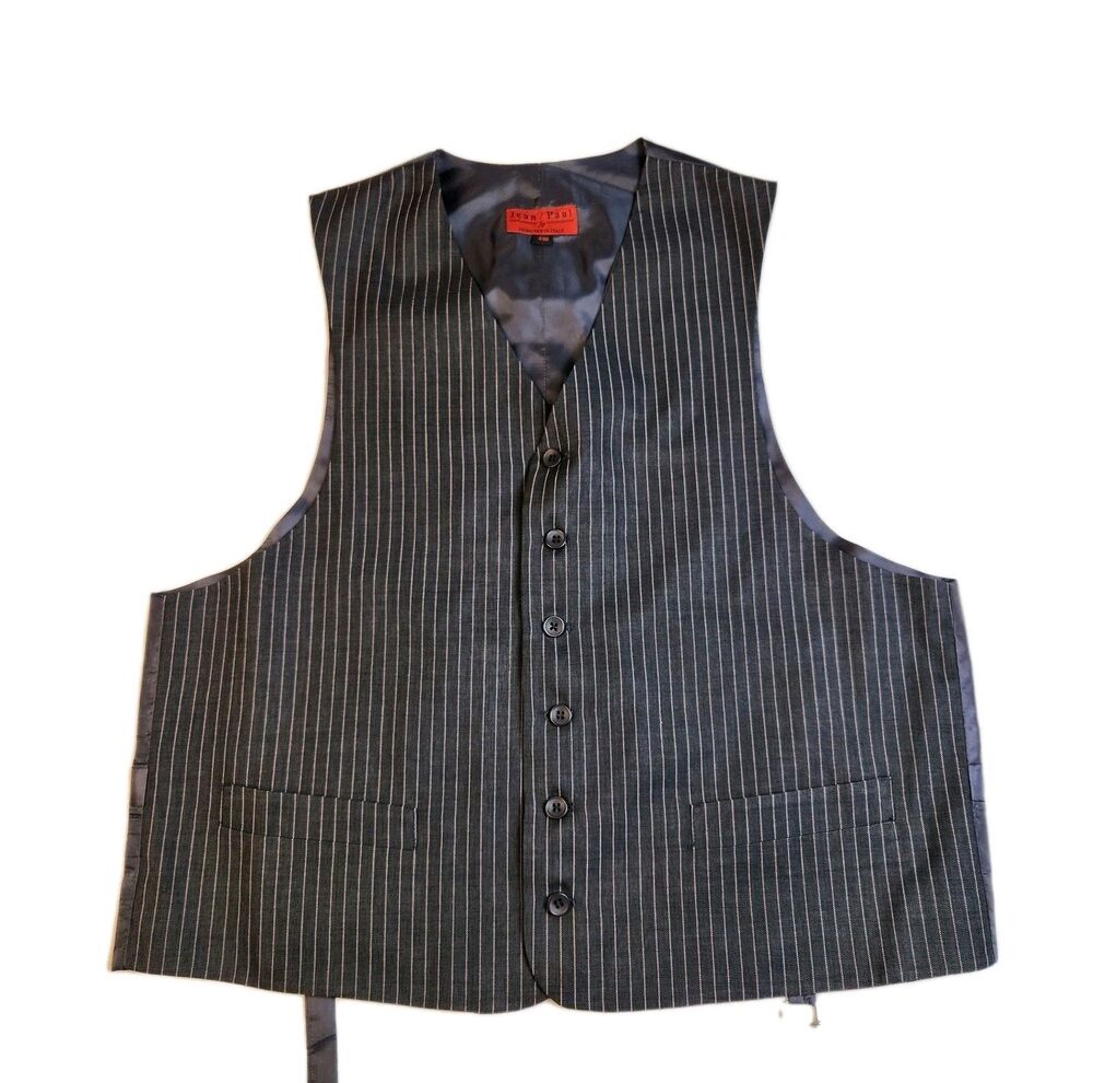 Vintage Jean Paul Pinstripe Formal Vest Men 44R Gray Made in Italy 1990s Archive